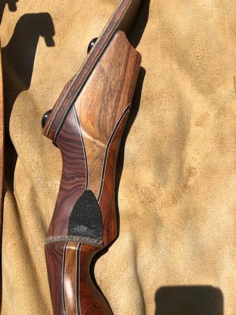 Close-up of a handcrafted Wapiti bow riser